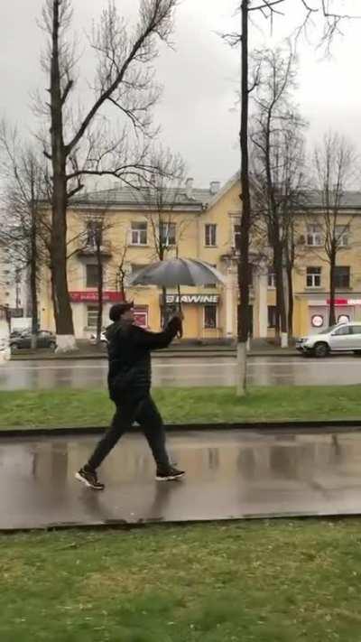 This umbrella doing a call trickshot