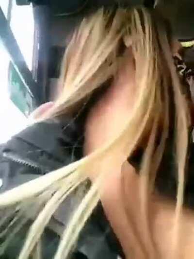 Hot girl fingering her pussy in the bus