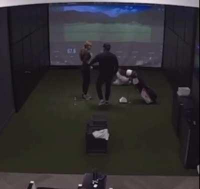 Trying to give a golf lesson