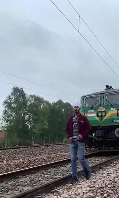 Walking close to a train