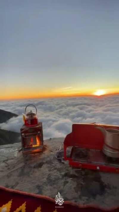 Sitting on the top of a mountain in Saudi Arabia