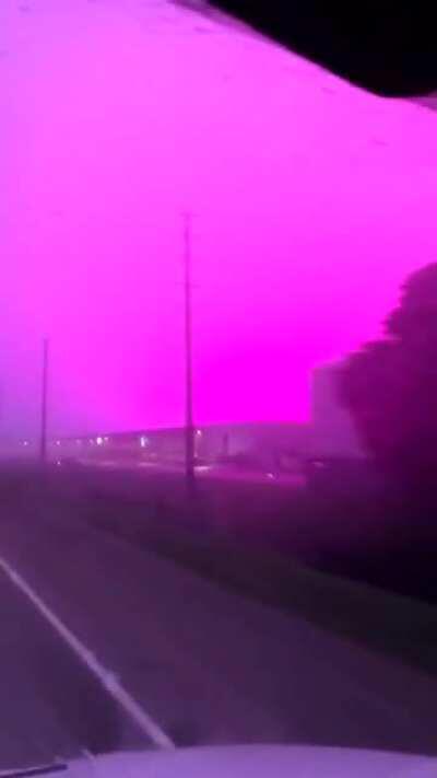 Pink fog this morning in Ontario Canada