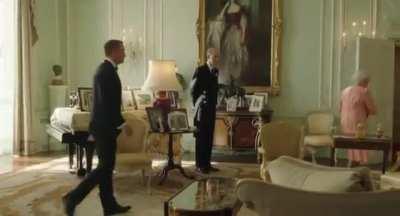 Good evening Mr Bond - the REAL Queen and her Corgis meet James Bond