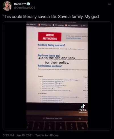 In the US if you make under a certain amount of money, the hospital legally has to pay for your medical bills.