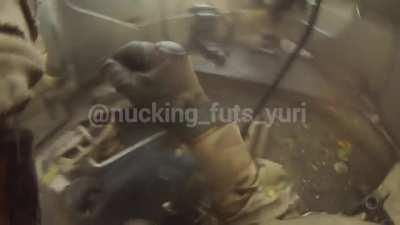 American in Ukrainian hmmwv surviving artillery strike to HMMWV