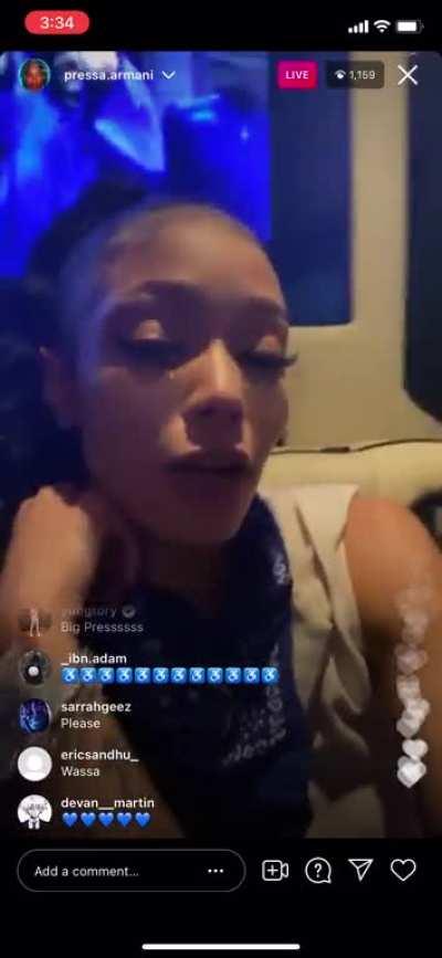 Coi Leray goes live on Instagram with Pressa’s account.