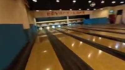 Drone flight through bowling alley in single take