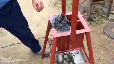 Tool for pressing fuel briquettes out of sawdust, coal dust, leaves, etc.