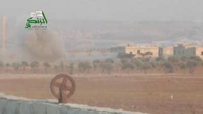 Nour al-Din al-Zenki TOW hit on moving BVP-1 AMB-S, N. Aleppo, 2014