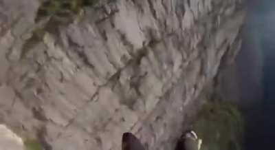 HMFT after He jumps off the mountain and his parachute fails to deploy (I think you can hear bone crushing sounds upon impact)