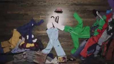 Insane stop motion laundry fight sequence