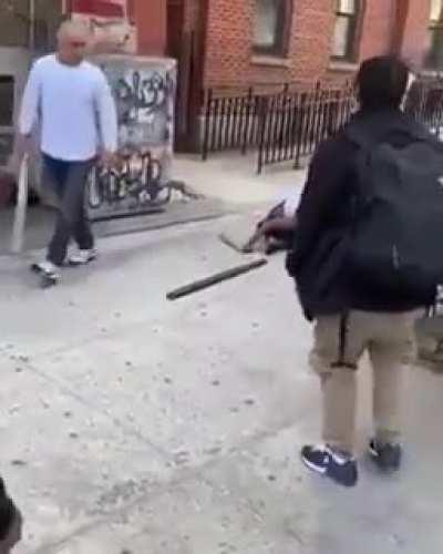 Trying to attack someone with a pole