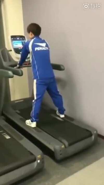 Running on a treadmill