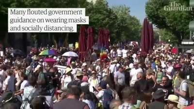 Dumbass anti maskers are not regulated to America. This was Germany today.