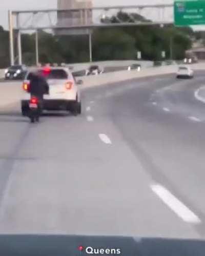 No lights no sirens - New York cop tries to run motorcyclist off the road