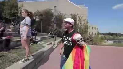 Campus Preacher explaining what he'd say if he WAS racist