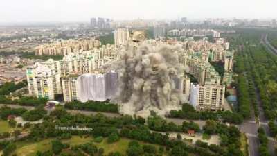 Incredible drone shots of illegal Noida Twin tower destruction, India.