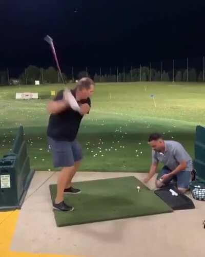 Golfer with the bionic swing.