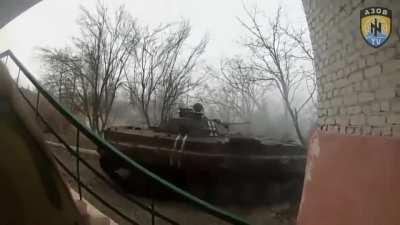 Azov Battalion BMP-2 engages separatist targets in Ukraine