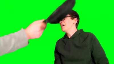 Scott the Woz getting hit in the face with a frying pan (Green screen template)