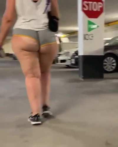 Tiny grey shorts Ass hanging out