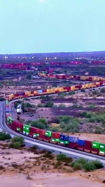 Pacific Union train slithering through Mojave Desert