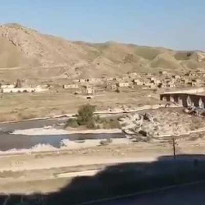 Azerbaijanis from Iran welcome Azerbaijan liberation warriors walking past the Khudaferin Bridge in the Jebrail district. To tears...