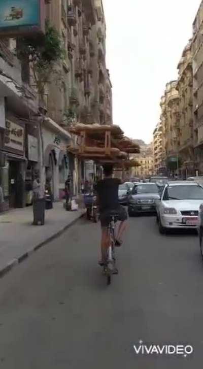 Egyptian bread delivery man