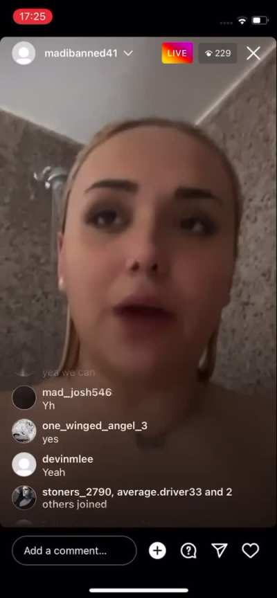 Madi banned in the shower ig live