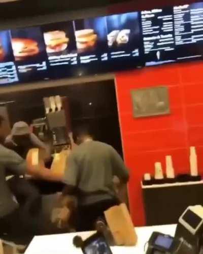 Guy gets the McShit beat out of him after going behind the counter