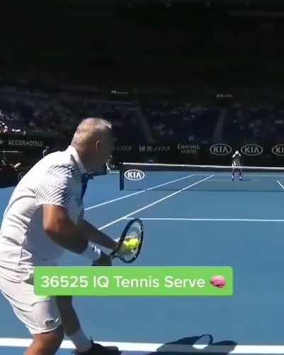 Old guy's tennis serve.