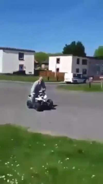 Two wheeling a quad bike