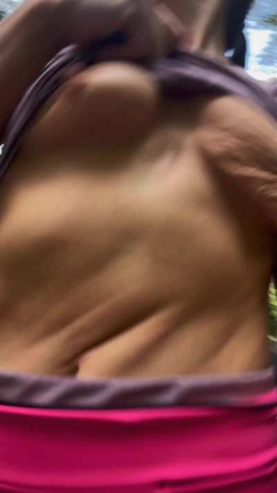 My empty saggy mom tits bouncing on a run