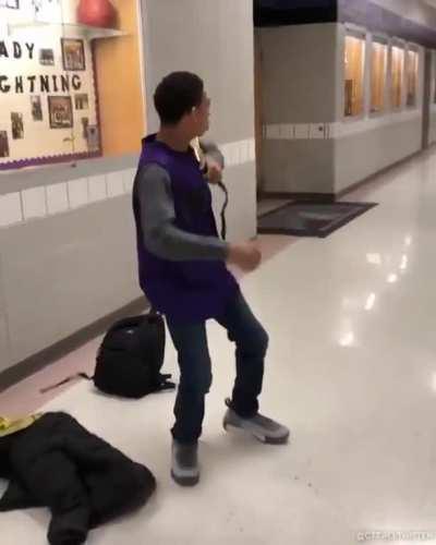 His classmate is a big WWE fan, so he got him a belt to wear