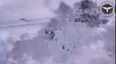 A drone dropped grenade strike launches a Russian soldier several metres. Video by the Strike Drone Company (47 OMBr).