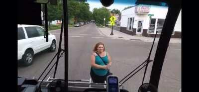 Adult Woman Regresses Into Scared Child After Realizing She Made a Big Boo Boo after Hitting Bus