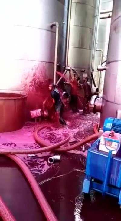 Red wine cistern catastrophically ruptures at Sicilian winery