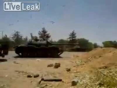 T-54 Tank explodes when firing shots at Gaddafi's army (cooling system failure)