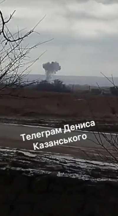 Claimed to be one of the Russian planes shot down today going down near the occupied village of Dyakovo in the Luhansk region.