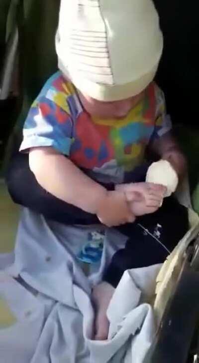 Well, that's one way to eat ice cream