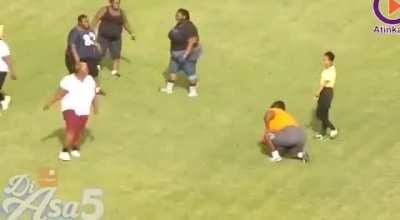 Plus size women playing a football match to encourage weight loss in Ghana.