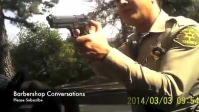 L.A Sheriff pulls gun on Investigator and has to be told by cop to ease off the trigger