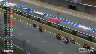 Start of the final lap - Moto3 insanity