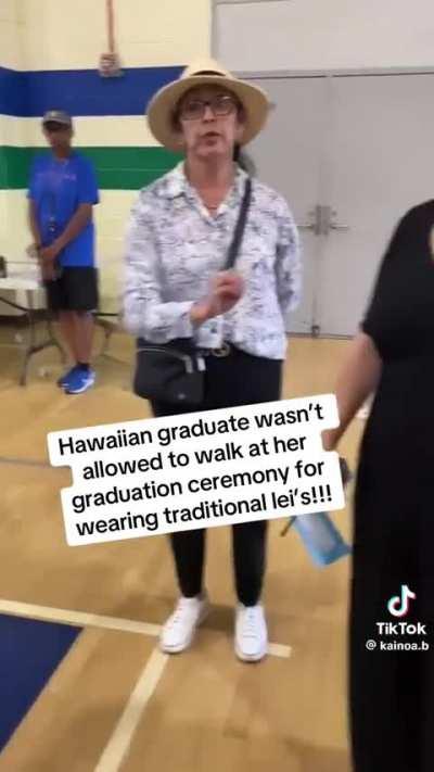 A Hawaiian high school graduate denied permission to wear lei during graduation ceremony 