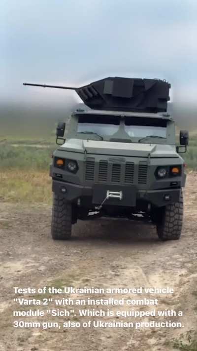 Tests of the Ukrainian armored vehicle &quot;Varta 2&quot; with an installed combat module &quot;Sich&quot;, equipped with a 30mm gun (also of Ukrainian production). November 2024