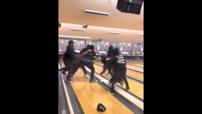 Please enjoy this video of Dababy fighting in a bowling alley with cartoon sounds