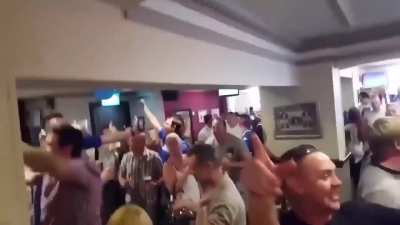 People in Ukraine celebrating after hearing the news of the kursk offensive.