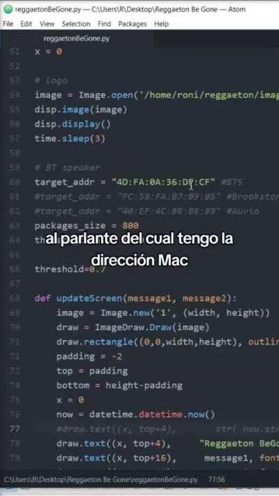 Fabrica un aparato para detectar Reggaeton en el altavoz del vecino y atacarle el bluetooth.