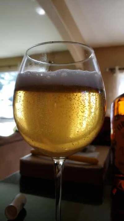 First taste of my pumpkin spiced mead from last year's brew.