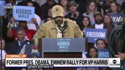 Eminem introduces Barack Obama in Detroit tonight.